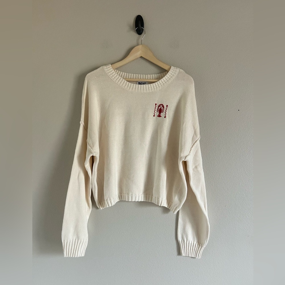 Bouffants &‎ Broken Hearts Cream Sweater lobster  Embroidered Detail Size XL